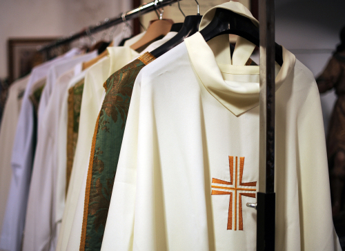 Vestments hanging up