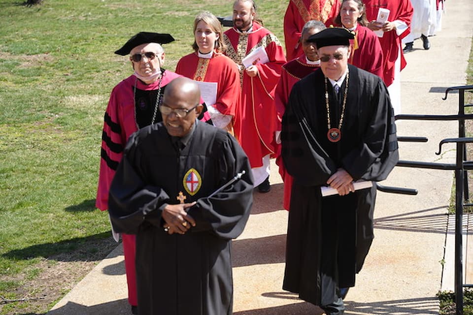 Vergers lead procession at Chrism Mass