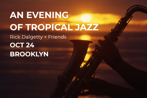 Tropical jazz with saxophone and sunset